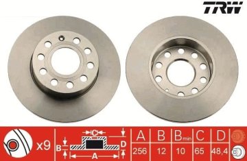 Volkswagen Jetta 3 Arka Fren Diski 1.4 TSI 140 Beygir 256 mm Çap 2006-2011 TRW