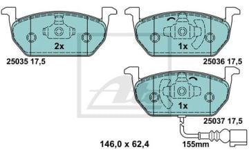 Skoda Octavia 3 Seramik Ön Fren Balatası 1.6 TDI 276 mm Disk İçin 2013-2020 ATE SERAMİK