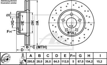 Mercedes C Serisi W204 Kasa C180 Ön Fren Diski Delikli 295 mm Çap AMG Spor Paket İçin 2007-2013 ATE ORIGINAL