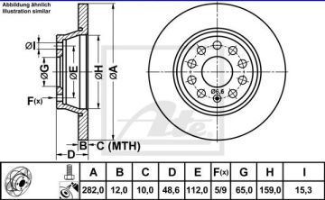 Volkswagen Passat CC Performanslı Arka Fren Diski 1.4 TSI 282 mm Çap Çizgili 2012-2016 ATE POWER DISC