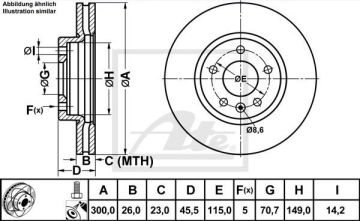 Opel Astra J Performanslı Ön Fren Diski 1.6 CDTi 110 Beygir 300 mm Çizgili 2010-2015 ATE POWER DISC