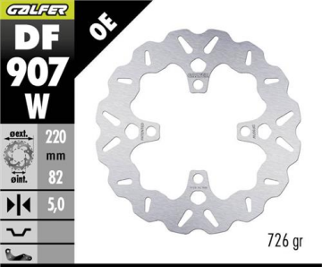 Triumph Street Triple R 765 Arka Fren Diski 220 mm 2017 Sonrası GALFER DALGALI SABİT ÇELİK DİSK