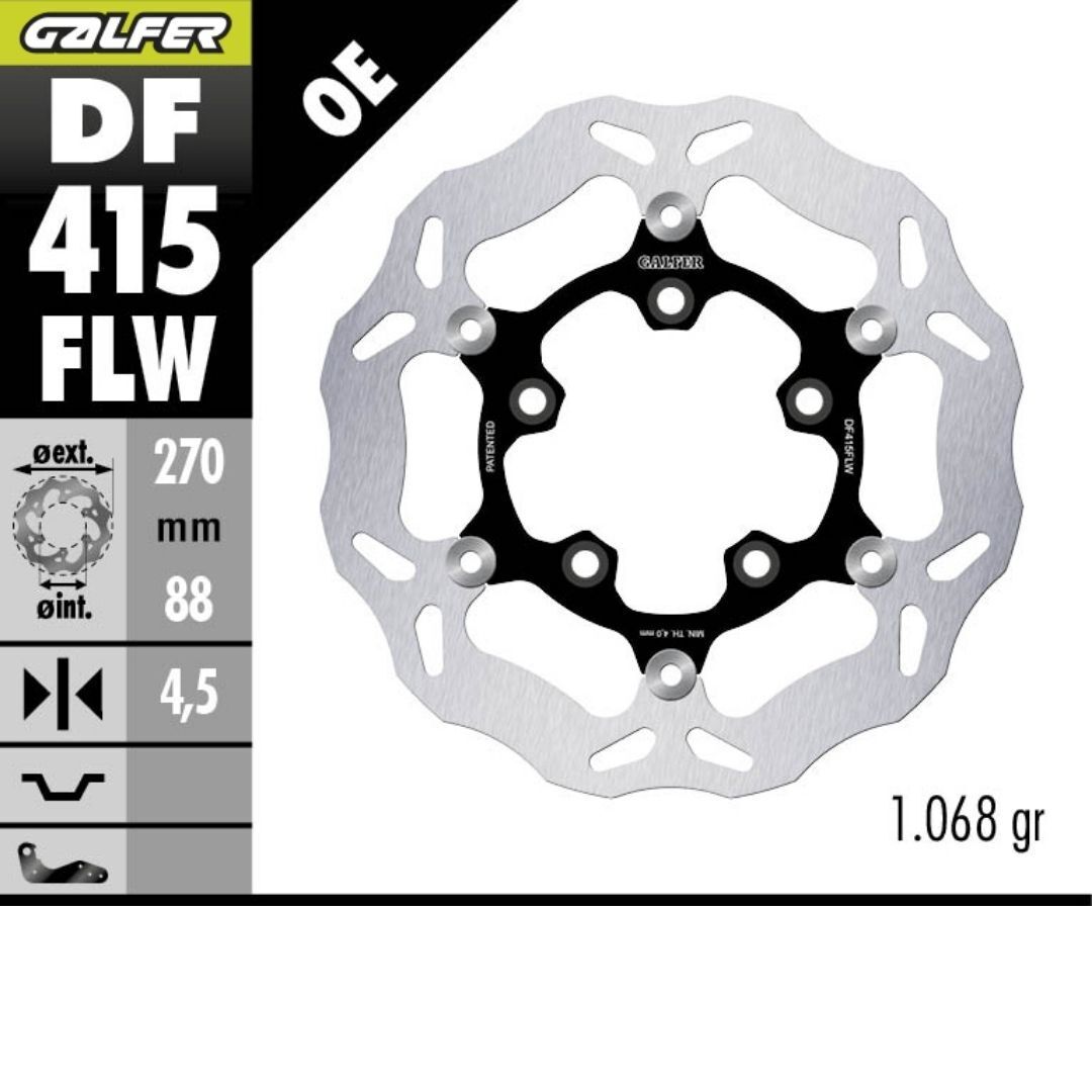 Kymco Ak 550 Ön Fren Diski 270 mm 2023 Sonrası GALFER DALGALI HAREKETLİ ÇELİK DİSK