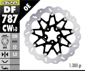 KTM 890 DUKE R Ön Fren Diski 320 mm Sağ Taraf 2020 Sonrası GALFER DALGALI HAREKETLİ ALÜMİNYUM DİSK