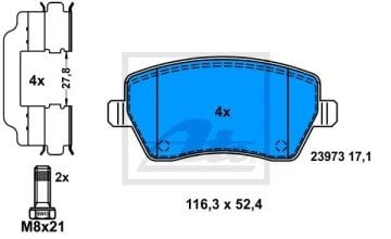 Renault Clio 4 Ön Fren Balatası 1.2 TCe 120 Beygir 2012-2019 ATE ORIGINAL