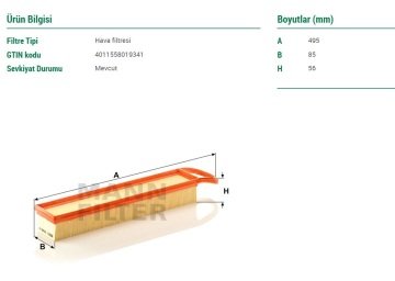 Peugeot 208 Hava Filtresi 1.6 VTi 120 Beygir 2012-2018 MANN
