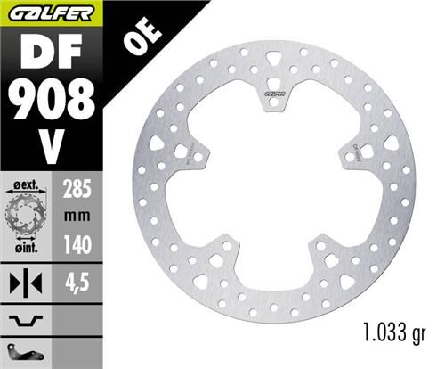 BMW R 1300 GS Arka Fren Diski 285 mm 2024 Sonrası GALFER YUVARLAK SABİT DİSK