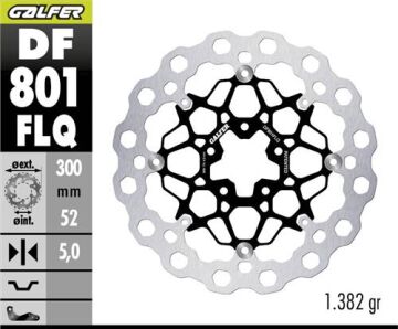Husqvarna Svartpilen 801 Ön Fren Diski 300 mm 2024 Sonrası GALFER CUBIQ DALGALI HAREKETLİ ÇELİK DİSK