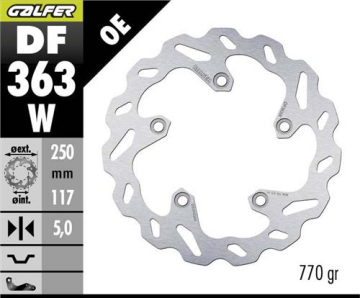 Suzuki Burgman AN 650 ABS Arka Fren Diski 250 mm 2004 2012 Arası GALFER DALGALI SABİT ÇELİK DİSK