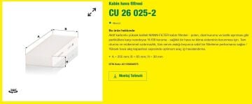 Opel Corsa F Polen Filtresi 1.5 Dizel 102 Beygir 2019 Sonrası MANN