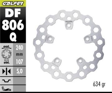 KTM 890 DUKE Arka Fren Diski 240 mm 2021 Sonrası GALFER CUBIQ DALGALI HAREKETLİ ÇELİK DİSK