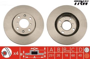 Suzuki Swift 3 Ön Fren Diski 1.3 Motor 252 mm Çap 2005-2010 TRW