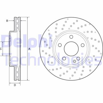 Mercedes B Serisi W246 Kasa B200 Ön Fren Diski Delikli 295 mm Çap AMG Spor Paket 2012-2018 DELPHI