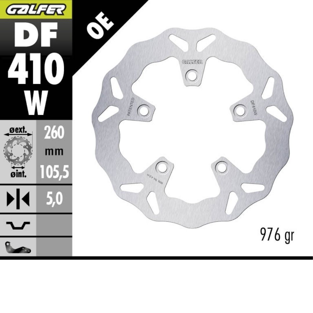 Kymco Downtown 300İ Ön Fren Diski 260 mm 2021 Sonrası GALFER DALGALI SABİT ÇELİK DİSK