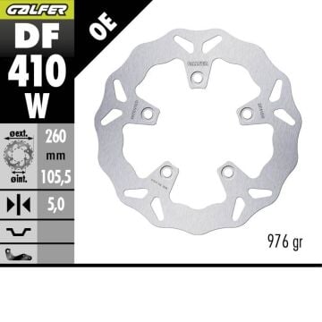 Kymco Downtown Gt 350 Ön Fren Diski 260 mm 2024 Sonrası GALFER DALGALI SABİT ÇELİK DİSK