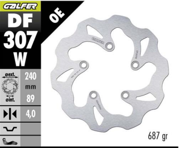 Suzuki GSX 600 F Arka Fren Diski 240 mm 2004 2006 Arası GALFER DALGALI SABİT ÇELİK DİSK