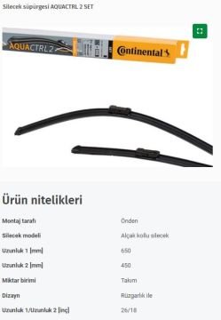 Volkswagen Golf 7 Ön Silecek Seti Sağ Sol Takım 2013-2020 CONTINENTAL