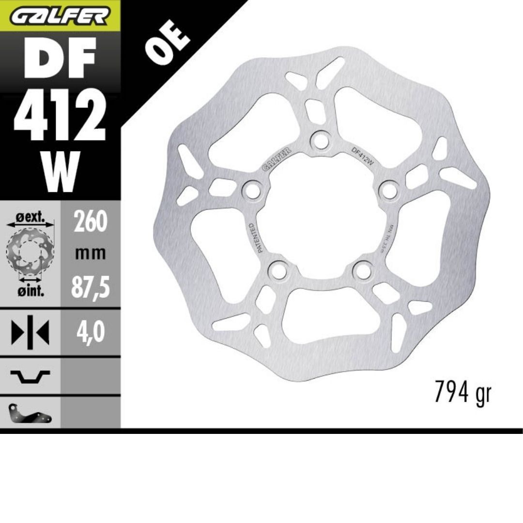 Kymco Sky Town 125 Ön Fren Diski 260 mm 2022 Sonrası GALFER DALGALI SABİT ÇELİK DİSK