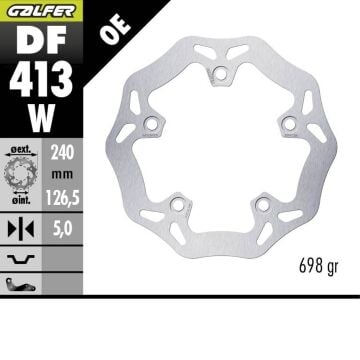 Kymco Xciting 250İ Arka Fren Diski 240 mm 2011 2014 Arası GALFER DALGALI SABİT ÇELİK DİSK