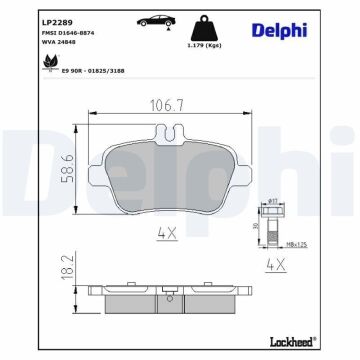 Mercedes B Serisi W246 Kasa B200 Arka Fren Balatası Standart Paket 2012-2018 DELPHI