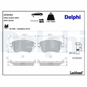 Mercedes B Serisi W246 Kasa B200 Ön Fren Balatası Standart Paket 2012-2018 DELPHI