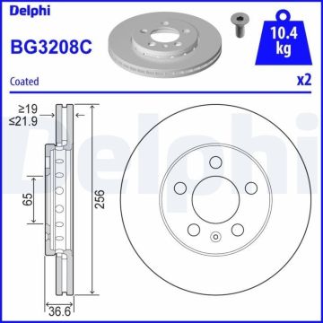 Skoda Fabia Ön Fren Diski 1.4 16V 75 Beygir 256 mm Çap  2000-2007 DELPHI