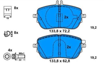 Mercedes A Seri W177 Kasa A180d 1.5 116 Beygir Ön Fren Balatası Standart Paket 2018 Sonrası ATE ORIGINAL