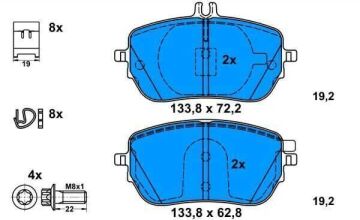 Mercedes CLA Serisi W118 Kasa CLA180d 1.5 116 Beygir Ön Fren Balatası Standart Paket 2019 Sonrası ATE ORIGINAL