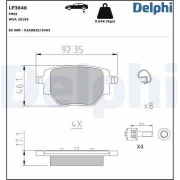 Opel Corsa F Arka Fren Balatası Manuel El Freni İçin 2019 Sonrası DELPHI