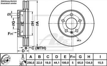 Volkswagen Polo 6 Ön Fren Diski 1.0 TSI 95 Beygir 256 mm Çap 2017 Sonrası ATE ORIGINAL