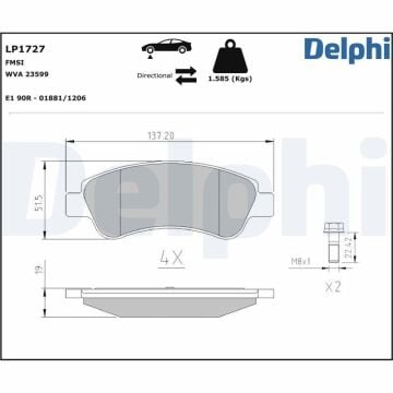 Opel Corsa F Ön Fren Balatası 266mm Fren Diski İçin 2019 Sonrası DELPHI