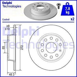 Audi A3 Arka Fren Diski 1.6 TDI 115 Beygir 272 mm Çap 2013-2020 DELPHI