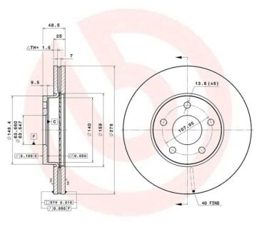 Ford Focus 2 Ön Fren Diski 278 mm Çap 2005-2011 BREMBO