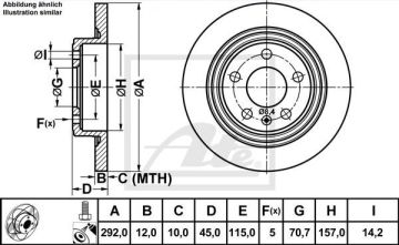Opel Astra J Performanslı Arka Fren Diski Çizgili 1.6 Turbo 292 mm Çap 2010-2015 ATE POWER DISC
