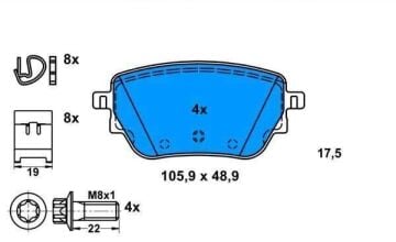 Mercedes CLA Serisi W118 Kasa CLA180d 1.5 116 Beygir Arka Fren Balatası Standart Paket 2019 Sonrası ATE ORIGINAL