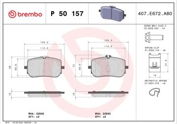 Mercedes GLB Serisi X247 Kasa GLB200 Ön Fren Balatası Standart Paket 2019 Sonrası BREMBO