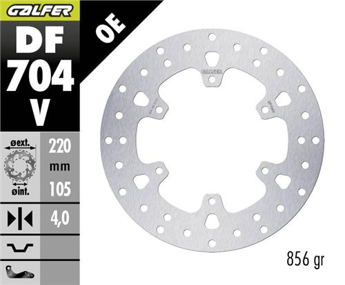 Vespa GTS 250 ABS Ön Fren Diski 220 mm 2023 ve Sonrası GALFER YUVARLAK SABİT ÇELİK DİSK