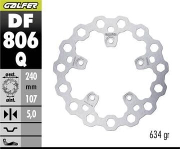 KTM 790 DUKE Arka Fren Diski 240 mm 2018-2023 GALFER CUBIQ DALGALI HAREKETLİ ÇELİK DİSK