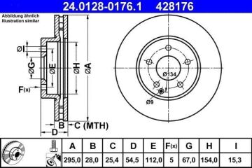 Mercedes E Serisi W211 Kasa E200 CDI Ön Fren Diski 122 Beygir 295 mm Çap Standart Paket 2002-2009 ATE ORIGINAL