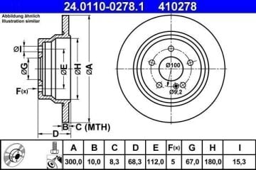 Mercedes E Serisi W211 Kasa E200 CDI Arka Fren Diski 122 Beygir Standart Paket 300 mm Çap 2002-2009 ATE ORIGINAL