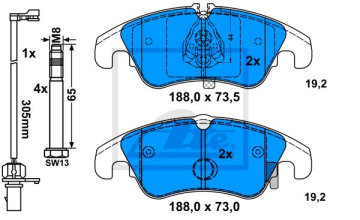 Audi Q5 Ön Fren Balatası Standart Kaliper 2009-2017 ATE ORIGINAL
