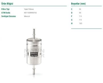 Audi A3 Benzin Filtresi 1.6 FSI 115 Beygir BAG Motor 2004-2013 MANN