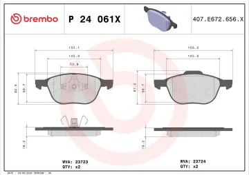 Volvo C30 Performanslı Ön Fren Balatası 1.6 Dizel 109 Beygir 2007-2012 BREMBO XTRA