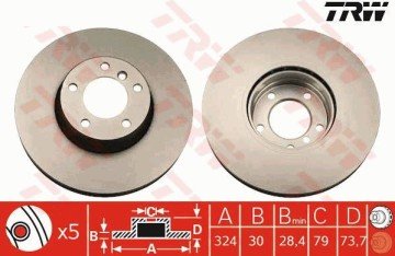 BMW E39 530i/d Ön Fren Diski 324 mm Çap Büyük Tip 2001-2003 TRW