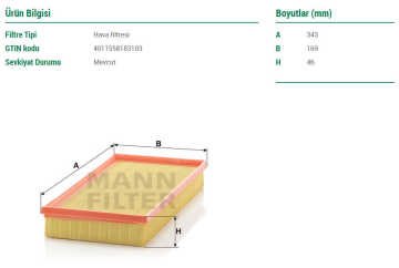 Volvo S40 Hava Filtresi 1.6 109 Beygir 1995-2003 MANN
