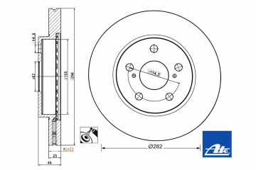 Toyota Corolla E21 Kasa Ön Fren Diski 1.2 T 116 Beygir 282 mm Çap 2018 Sonrası ATE ORIGINAL