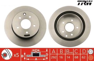 Nissan Qashqai+2 Arka Fren Diski 1.6 dci 292 mm Çap Havalı 2007-2013 TRW