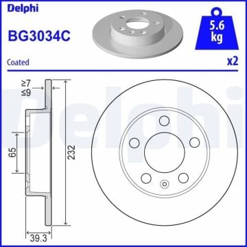 Skoda Roomster Arka Fren Diski 232 mm Çap Bütün Modellere 2006-2015 DELPHI