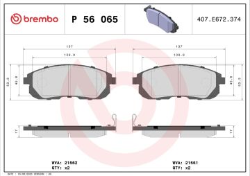 Nissan Juke Ön Fren Balatası Bütün Modellere 2010-2019 BREMBO