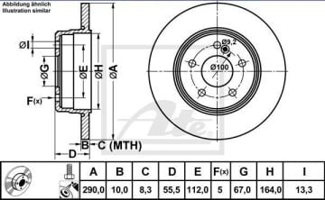 MERCEDES 203 Kasa Spor Paket Arka Fren Diski Düz 290 mm ATE ORIGINAL